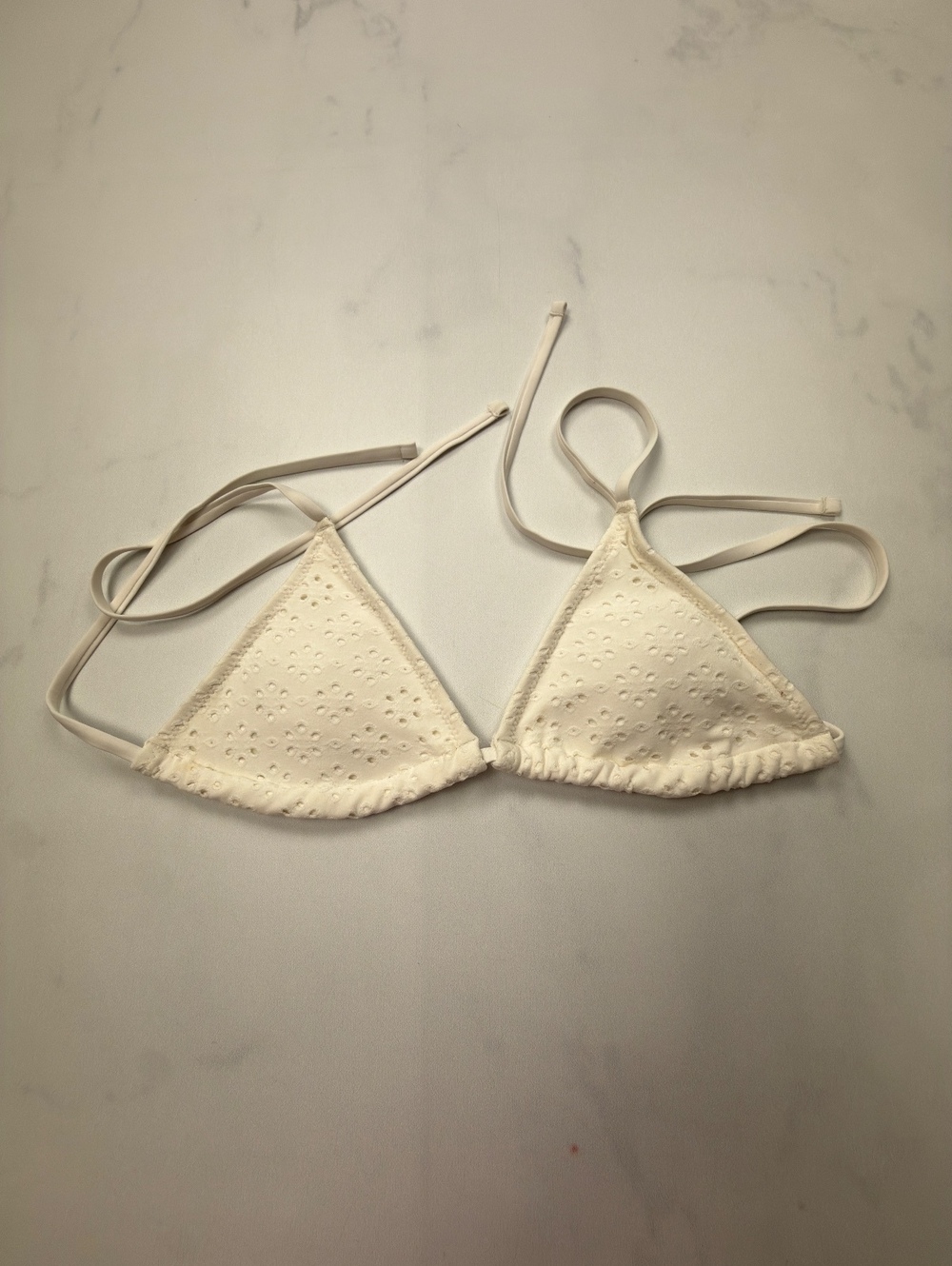 Old Navy Triangle Bikini Top Cream 2010s Minimalist - Womens XS